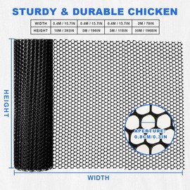 Plastic Netting for Pet & Garden Safeguard, Mesh Fencing for Poultry, Dogs, Rabbits, Chicken, Snake Barrier, Plant Protection, Easy Install (Black, 15.7INx16.4FT)