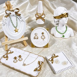 Wowagoga Jewelry Display Stand Set, Resin Jewelry Dish with Vanity Decor