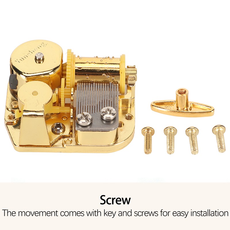 Windup Musical Movement 18 Note Pleasing Melody Alloy Easy Mounting