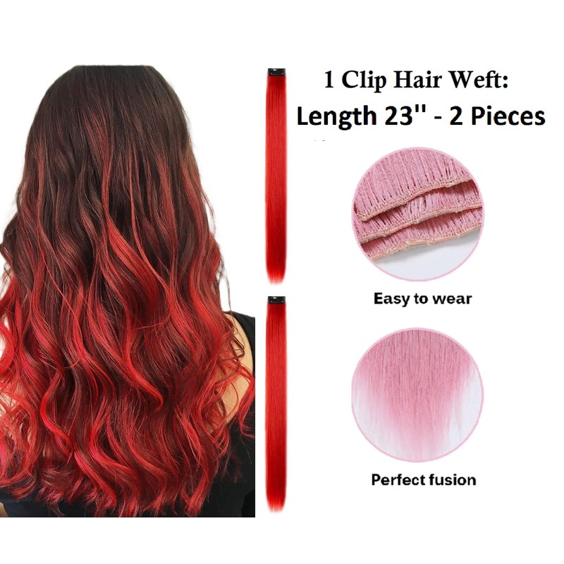 2 x Clip-In Hair Extension Highlights Streaks, Colourful Hair Highlights