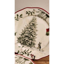 Better Homes & Gardens Winter Forest Salad Plate Bunny & Tree Set/2 NEW