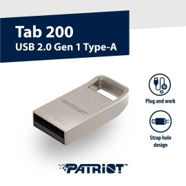 Patriot TAB 200 16GB 32GB 64GB Nano USB 2.0 Gen 1 Aluminum Capless Thumb Drive - 64GB
