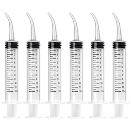 JETOP Dental Syringe 12ml Dental Irrigation Syringe with Curved Tip 6 Pcs Accurate Scale Disposable Oral Irrigator for Dental Care Cleaning and Tonsil Stone