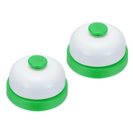 PATIKIL Call Bell, 2.83 inch Small Desk Service Ring Bell Buzzers for Front Desk Reception Counter Dinner Bar Hotel Classroom Game, Green, 2 Pack