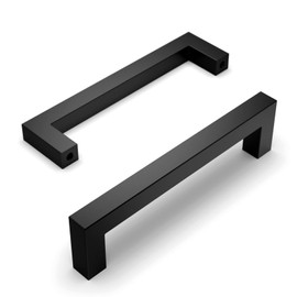 Amerdeco Furniture Handles Stainless Steel Black Cabinet Handles Kitchen Handles 128 mm Hole Spacing Drawers Handles Zinc Alloy Drawer Handles for Kitchen Cupboards Wardrobe, Pack of 10