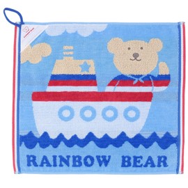 Towel with Loop, Rainbow Bear, Imabari Towel, Loop Towel, Hanging Towel, Nursery School (Regular, Story Sky Blue)