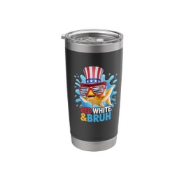Red White Bruh Funny Fishing 4th of July Stainless Steel Insulated Tumbler