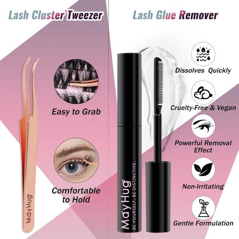 Mayhug Lash Cluster Kit 144 Pcs, 3D Lash Clusters 8-18/D