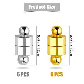 AIEX 12pcs Magnetic Bracelet Clasps, Locking Magnetic Clasps Magnetic Necklace Clasps with Round Buckle Magnetic Jewelry Clasps Magnet Clasp Converter for Jewelry Necklace Making (Golden, Silver)