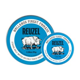 REUZEL Blue Pomade 2026 Road Trip Set 95g + 35g Travel Tin | Water Based Strong Hold High Shine Pomade. Concentrated Barber-Grade Styling for Most Hair Types. Vegan
