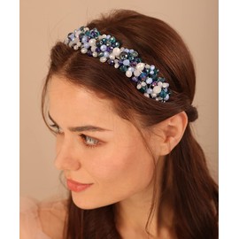 Xerling Blue Crystal Tiara and Crown for Girls Bride Wedding Silver Headband Prom Hair Accessories Bridal Princess Hair Band Headpiece for Party (Sky Blue)