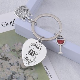 60th Birthday Keyring Gift for Her Him Grandpa Grandma 60 Year Old Birthday Gifts for Men Women 60 th Bday Gift for Sister Brother 60th Birthday Presents for Friend 60 Yr Old Christmas Gifts Keychain