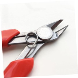 TEHAUX 1PC Mini Stainless Steel Cutting Pliers with Slip Handle Multi Purpose Diagonal Nose Wire Cutters for DIY Projects Jewelry Making and Home Use Red