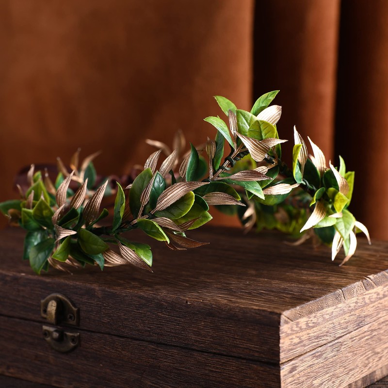 MOSTORY Green and Gold Goddess Fairy Crown Laurel Leaf Headband