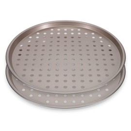 Ultra Cuisine Sartén de pizza perforada con agujeros antiadherente para horno – Sartén redonda para pizza – Sartén grande para pizza con agujeros – Sartén de pizza para horno – Sartén de metal para pizza de carbono de 13 pulgadas