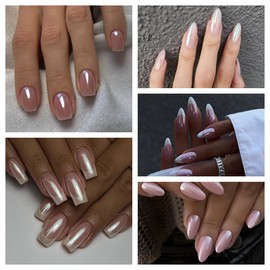 6 Grids Chrome Nail Glitter Aurora Mirror Nail Powder Pearl Shell Rubbing Pigment Soap Sparkly Nail Powder for Nail Art Decoration, Resin Craft (01_Aurora)