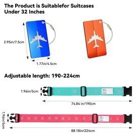 Powmag Luggage Straps 2 Pieces Suitcase Strap Eye-catching Suitcase Strap Cross Strap with 2 Name Tags Luggage Tag