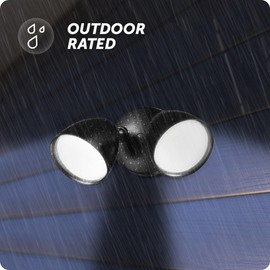 Globe Electric 17000186 20W Twin Head Black 1600 Lumens Wall Switch Activated Hardwired Outdoor Integrated LED Flood Light Security Light, Outside House Lights