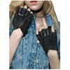 FIORETTO Womens Punk Fingerless Leather Gloves for Driving Motorcycle Unlined