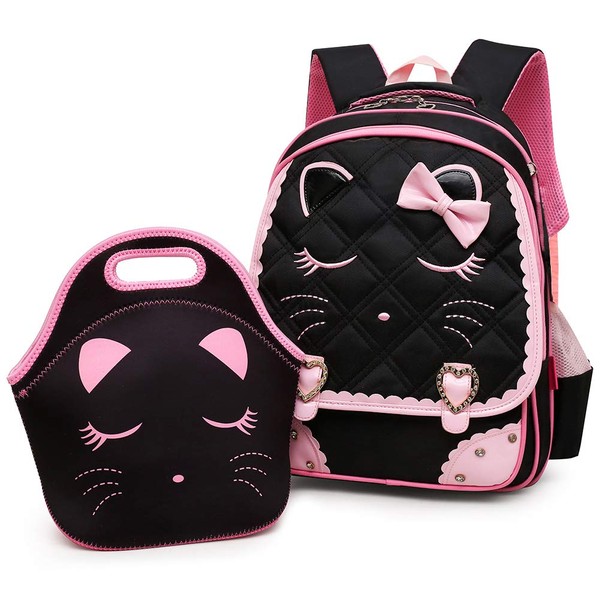 Efree Cute Cat Face Bow Diamond Bling Waterproof Pink, Black