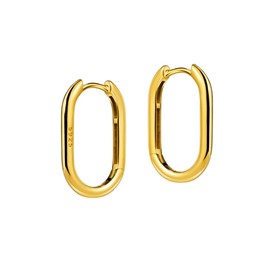 Michooyel S925 Hoop Earrings Oblong Huggie Earrings Minimalist Simple Essential Earring Sterling Silver Fine Jewelry for Girls Women, Metal, Cubic Zirconia