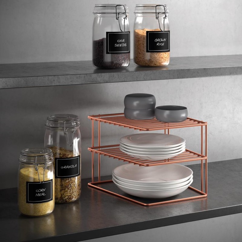 Metaltex 'Palio' 2-Tier Corner Shelf, Polytherm Copper, 25 x 25