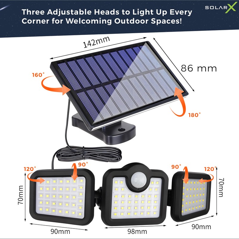 SolarX 108LED Solar Motion Sensor Light Outdoor- IP65 Waterproof Solar