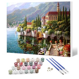 Ediximi Paint by Numbers Kit for Adults DIY Paint by Number- 12" x 16" Canvas with Wooden Frame Drawing Arts and Crafts for Adults and Beginners,View of The River