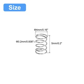 QUARKZMAN Pack of 5 Compression Spring 304 Stainless Steel Compression Springs Spring Spring Coil Spring Steel Spring 4 mm AD 0.2 mm Wire Size 5 mm Free Length Silver Tone