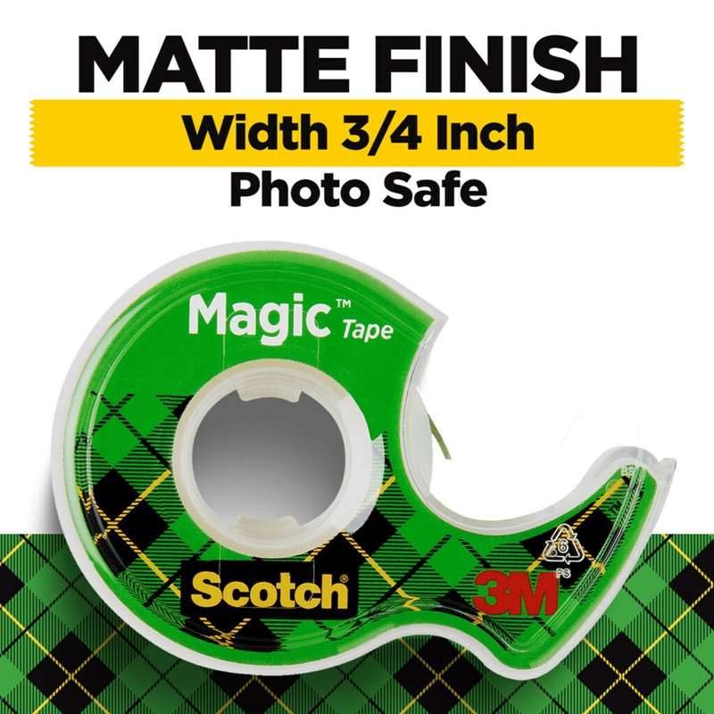 Scotch Magic Tape, 3 Dispensered Rolls, Numerous Applications, Invisible, Clear