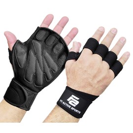Fit Active Sports New Grip 2.0 Ventilated Weight Lifting Workout Gloves with Wrist Wraps for Gym Exercise, Weightlifting, Pull Ups - for Men & Women