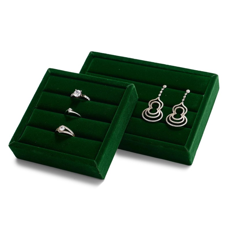 Papten Velvet Ring Organizer Trays Stackable Jewellery Drawer Organiser Tray