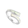 White Simulated Opal Open Knuckle Midi Ring Sterling Silver Twisted