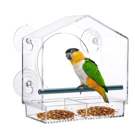 Transparent Bird Feeder for Window Pane, Acrylic Bird House with Suction Cups, Bird Feeder for Wild Birds, Finches, Cardinal and Bluebirds, 21 x 20 x 10 cm