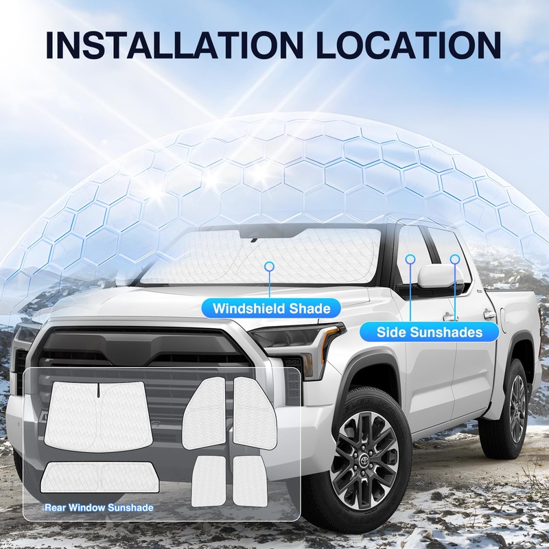 Sunsdrew Windshield Sun Shade for Toyota Tundra 2022-2024 Full Privacy