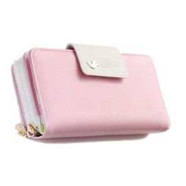 Donally Wallet, Long Wallet, Round Zipper, Bifold Girls, Women's, light pink