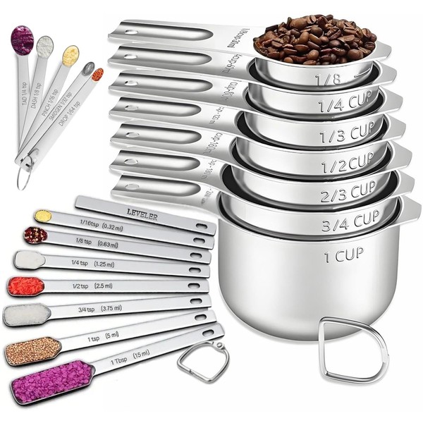 Stainless Steel Measuring Cups & Spoons Set of 20 -