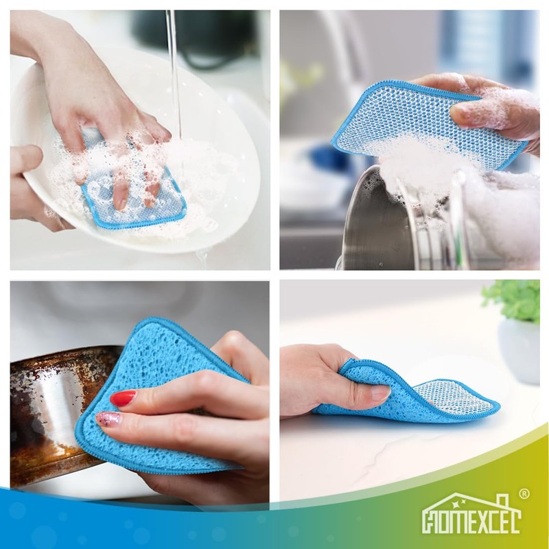 HOMEXCEL 12 Pack Scrub & Wipe Cloths, Scrub Sponges with