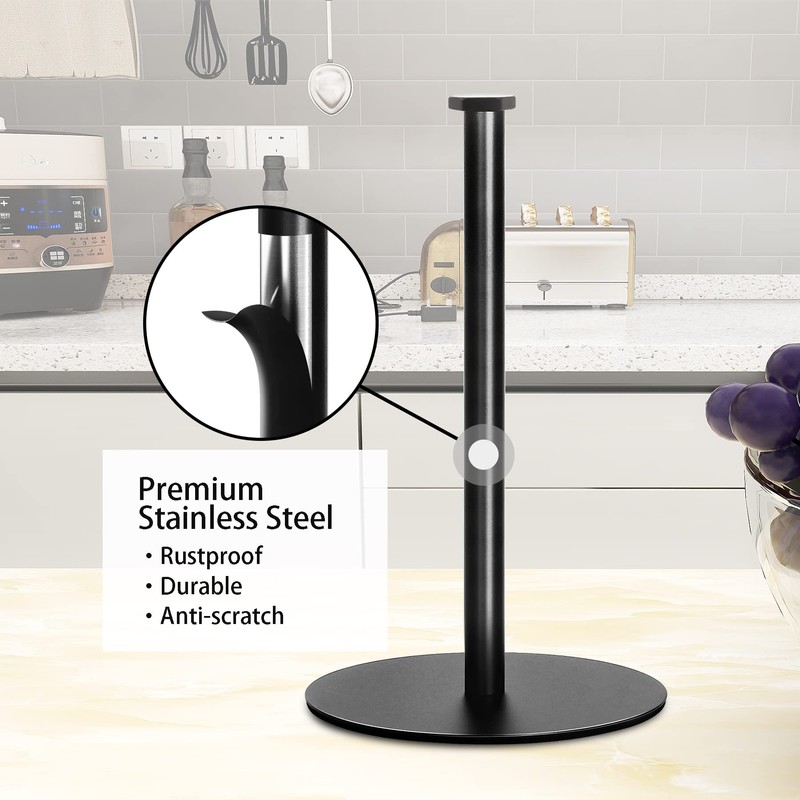 Kitchen Roll Holder Countertop, OBODING, Black Kitchen Paper Towel Holder