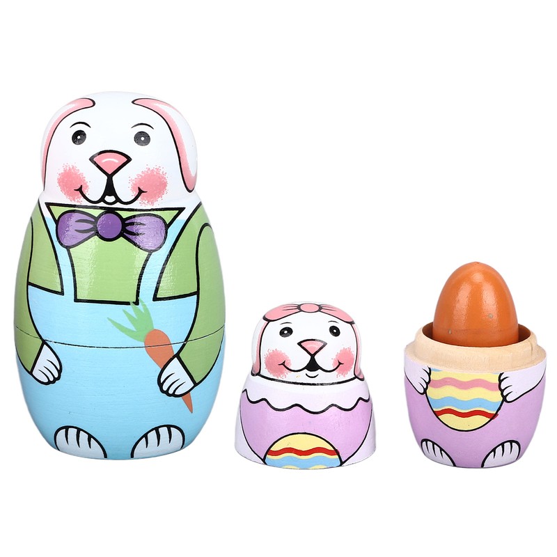 Wooden Russian Nesting Dolls Rabbit Shape Wood Nesting Dolls for