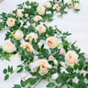 2 PCS 12FT Bendable Flower Garland, Artificial Rose Vine for