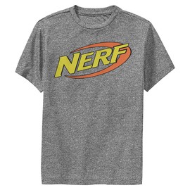 Hasbro Boys Nerf Nerf Classic Colors Boy's Performance Tee T Shirt, Charcoal Heather, Small US