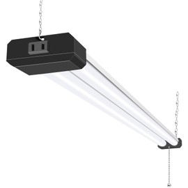 hykolity 1 Pack 4FT LED Shop Light, Linkable Utility Shop Lights, 42W, 5000K Daylight White Shop Light for Garages, Workshops,Hanging or FlushMount, Power Cord with Pull Chain Switch, Balck, ETL