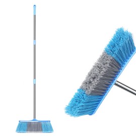 LandHope Heavy Duty Broom, 15.75in Wide Push Broom, 45.67in Long Handle, Adjustable, Floor Sweeper for Indoor Outdoor Commercial Warehouse Home Kitchen Patio Garden Garage