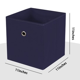 NieEnjoy Black Foldable Storage Cubes Bins ,11 Inch Cloth Storage Cube Fabric Storage Box Cubes Organizer Baskets with Handles for Home Organizer Set of 3 (Navy Blue)