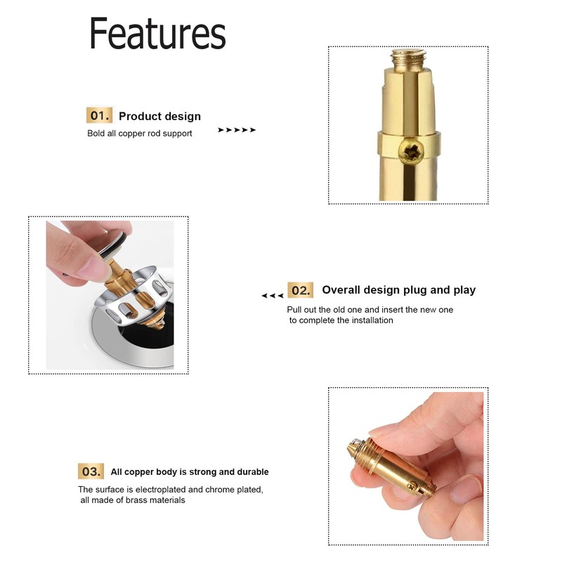 Pack of 2 Drain Plug Bolts Pop Up, Clack Plug