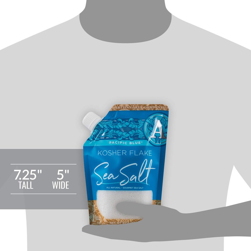 SaltWorks Pacific Blue Sea Salt, Artisan Pour Spout Pouch, Kosher