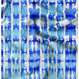 Soimoi Blue Cotton Poplin Fabric Shibori Tie-Dye Fabric Prints by metre 56 Inch Wide