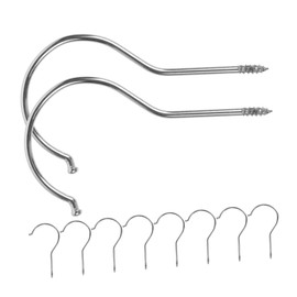 Warmhm Pack of 10 Accessories for Clothes Hanger Hooks for Hangers Heavy Duty Hooks Screw Hooks Universal Hooks Screws Ceiling Hooks Hangers DIY Hooks Iron Silver