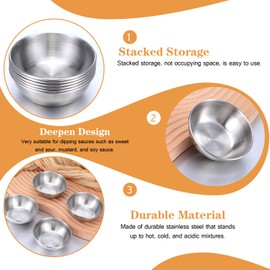 Yuanchu 16 Pack 3.5inch Stainless Steel Sauce Dishes, Mini Individual Saucers Bowl Round Seasoning Bowls Small Metal Prep Dish Ingredient Cups for Prep Soy Sauce Salsa Condiments Appetizers